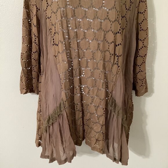 Grace + Emily Lagenlook Forest Fairy Boho Oversized Hippie Crochet Tunic Top L - Picture 3 of 8